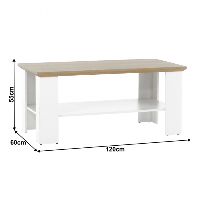 Măsuţă de cafea MZ17, alb / stejar grand, LEON [16]