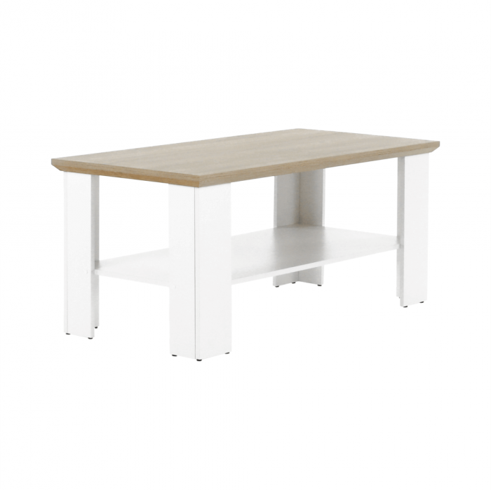 Măsuţă de cafea MZ17, alb / stejar grand, LEON [7]