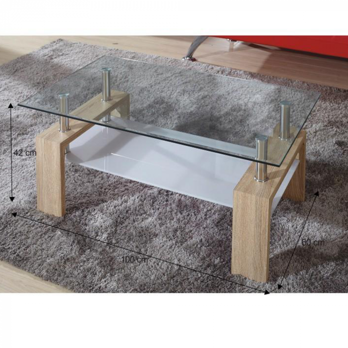 Măsuţă de cafea, sticlă/stejar sonoma, LIBOR NEW [3]