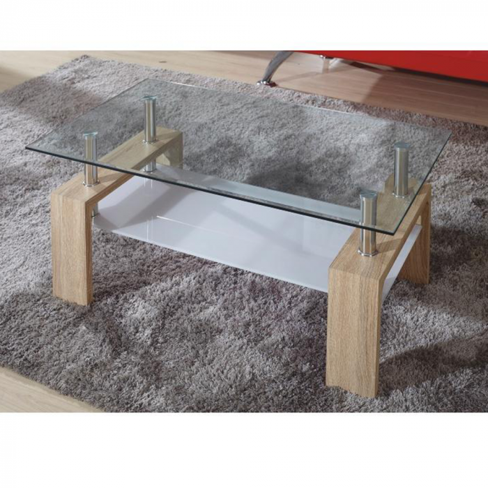 Măsuţă de cafea, sticlă/stejar sonoma, LIBOR NEW [2]