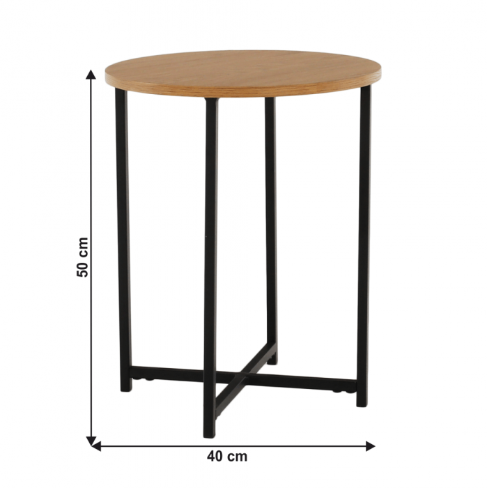 Măsuţă laterală, stejar / metal negru, IMSAR [13]