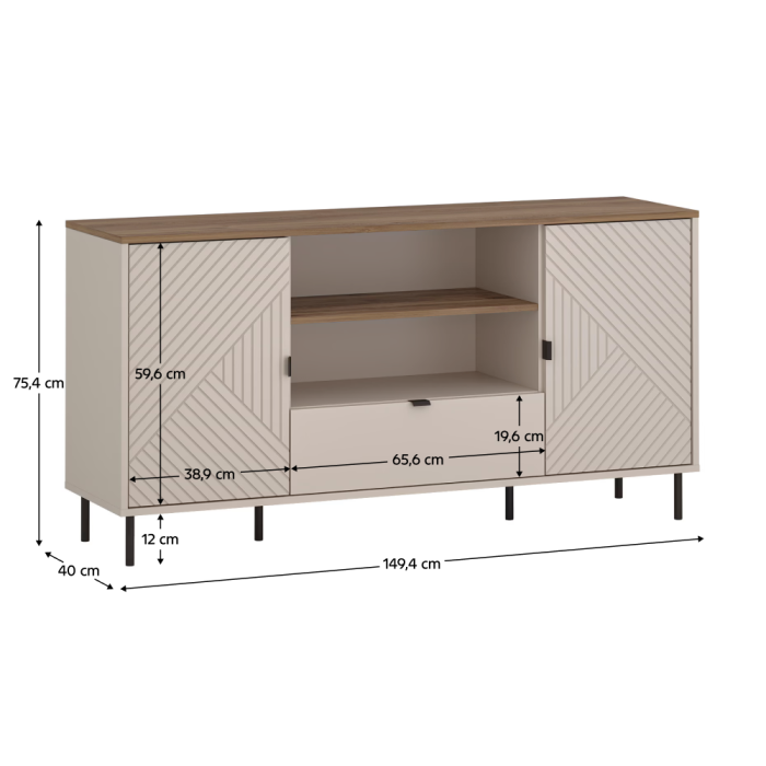 Măsuţă TV, caşmir/stejar castello, EYCO 2D1S/150 [2]