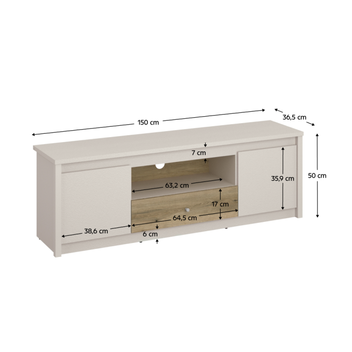 Măsuţă TV, caşmir/stejar evoke, KAROS 2D1S [3]