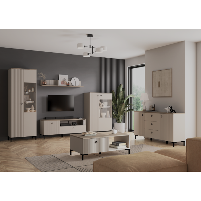 Măsuţă TV, gri Taupe/stejar silverjack, DOMCA 2D1S [6]