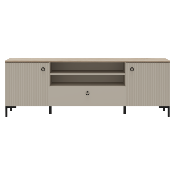 Măsuţă TV, gri Taupe/stejar silverjack, DOMCA 2D1S [2]