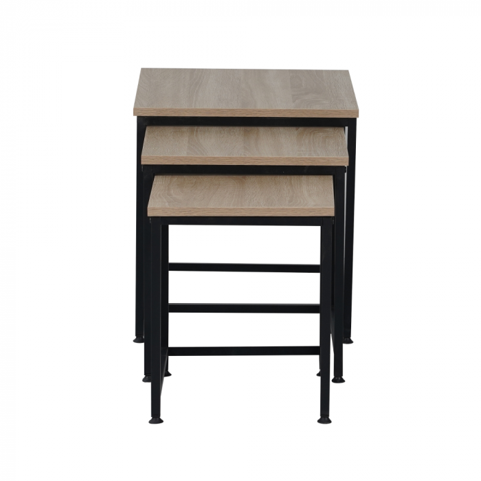 Măsuţe de cafea, set de 3 buc., stejar sonoma/negru, KASTLER 2 NEW TYP 3 [3]