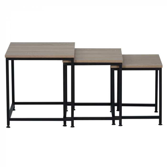 Măsuţe de cafea, set de 3 buc., stejar sonoma/negru, KASTLER 2 NEW TYP 3 [2]
