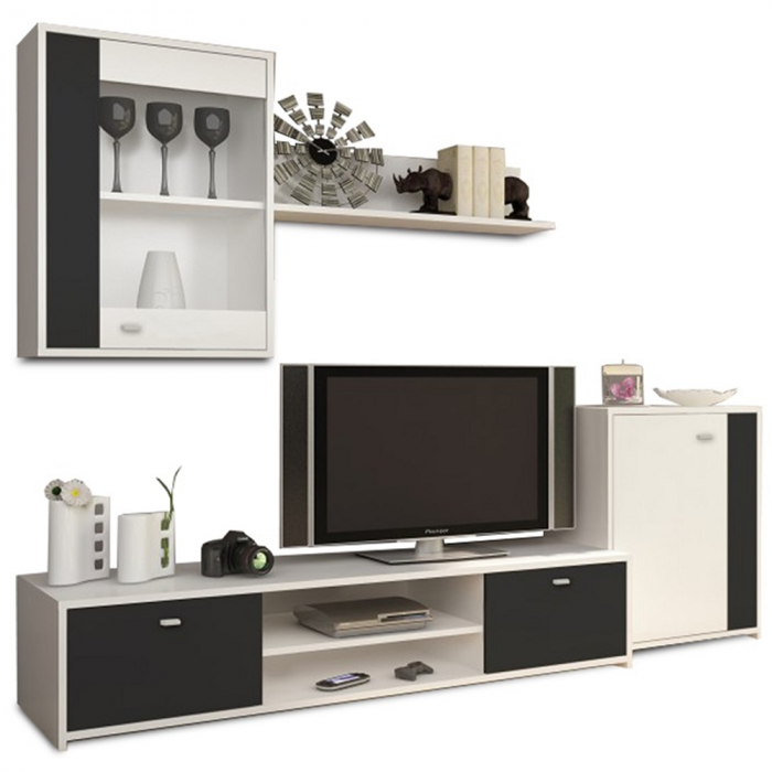 Mobilă de living, albă/neagră, GENTA [3]