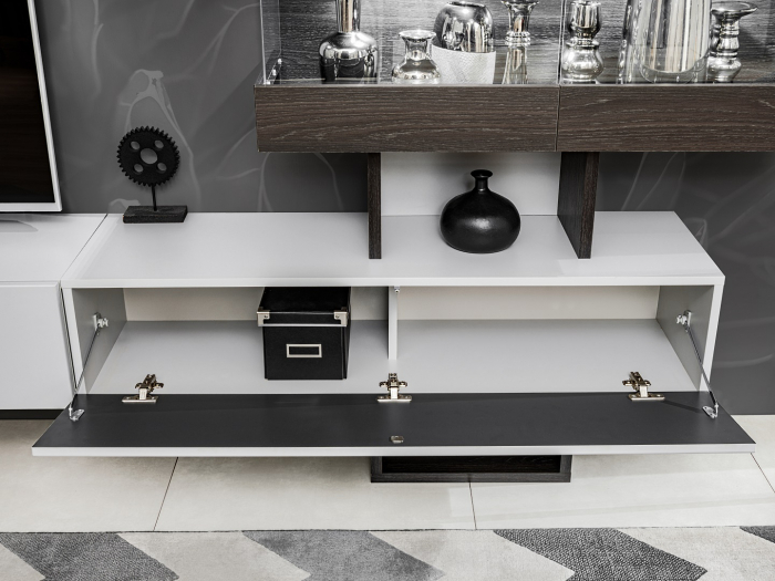 Mobila Living-sufragerie /camera de zi , stejar grafit/gri perlat  , 230 cm lungime, usi deschidere push open [8]