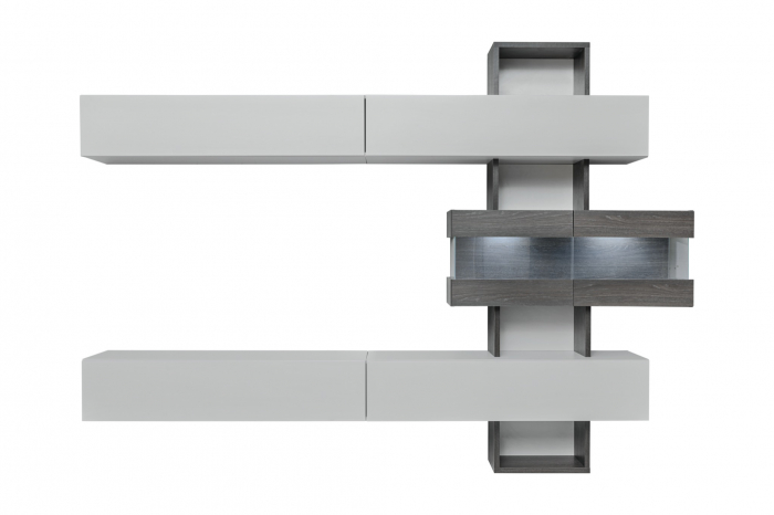 Mobila Living-sufragerie /camera de zi , stejar grafit/gri perlat  , 230 cm lungime, usi deschidere push open [5]