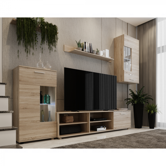 Mobilier de perete living, stejar sonoma, DTD, FRONTAL 1 NEW [1]
