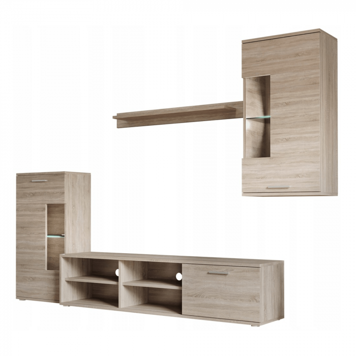 Mobilier de perete living, stejar sonoma, DTD, FRONTAL 1 NEW [2]