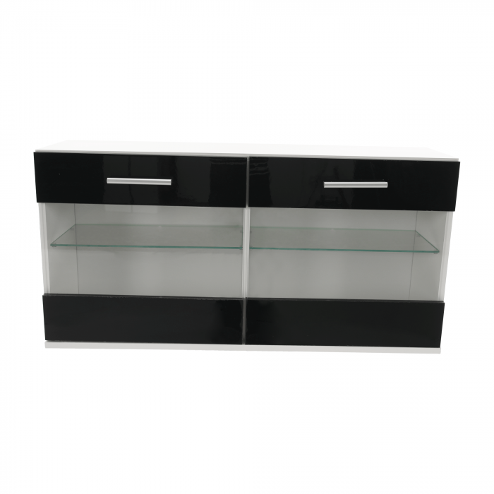 Mobilier living, alb/extra strălucire neagră HG, LEO [9]