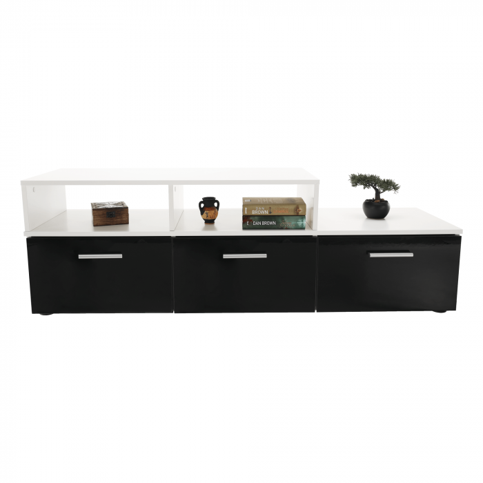 Mobilier living, alb/extra strălucire neagră HG, LEO [4]