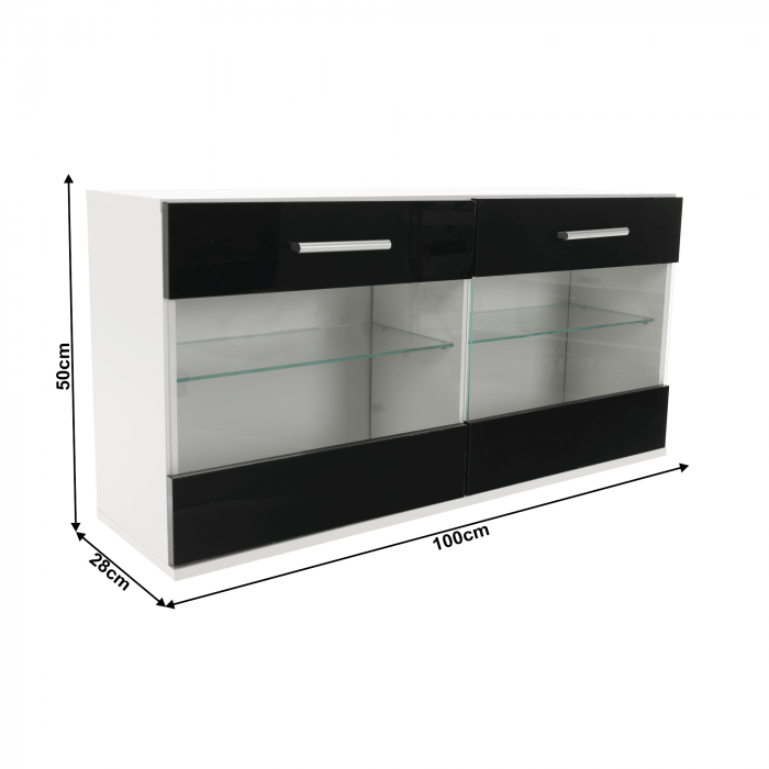 Mobilier living, alb/extra strălucire neagră HG, LEO [12]