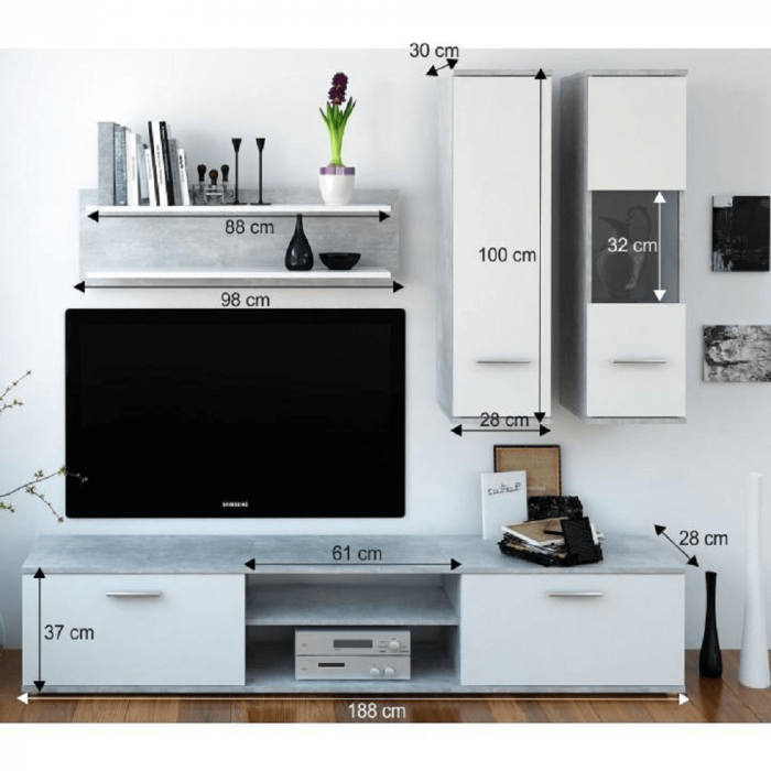 Mobilier pentru living, ciment/alb, WAW NEW [3]