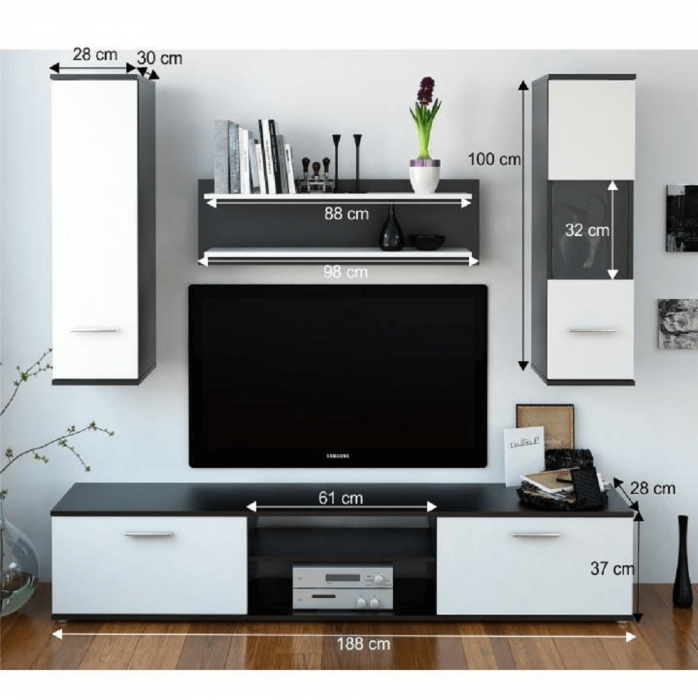 Mobilier pentru living, negru/alb, WAW NEW [3]