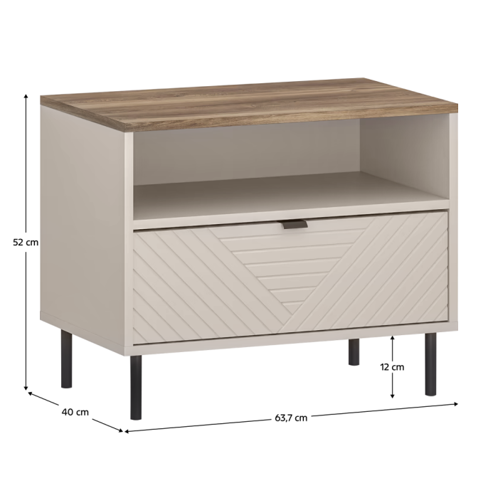 Noptieră, caşmir/stejar castello, EYCO 1S [3]