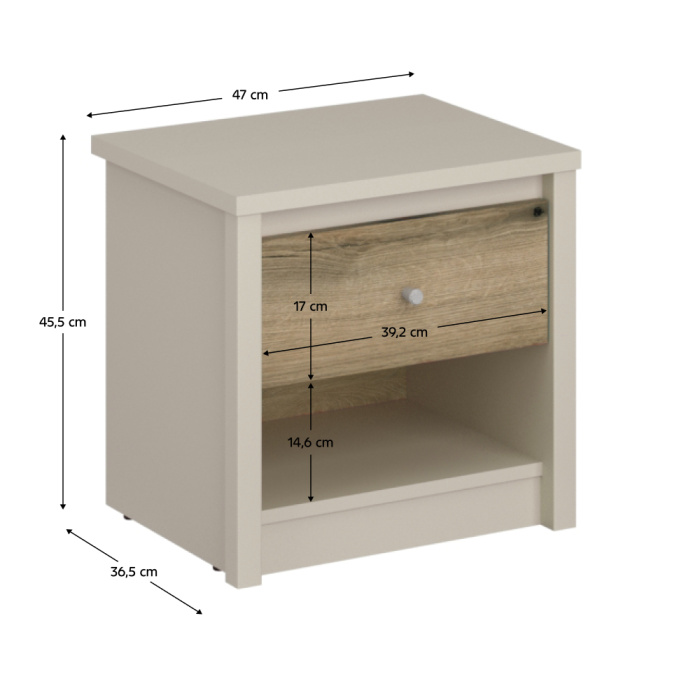 Noptieră, caşmir/stejar evoke, KAROS 1S [2]