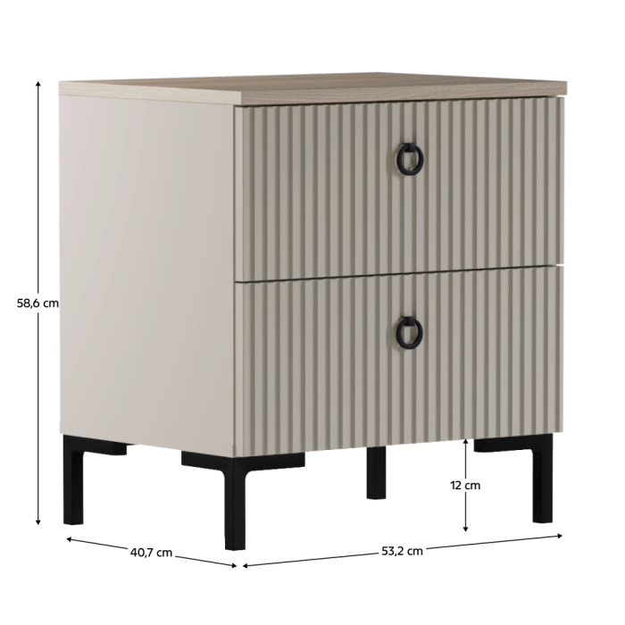 Noptieră, gri-maroniu Taupe/stejar silverjack, DOMCA 2S [4]