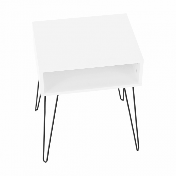 Noptieră / masă, alb / negru, HONEJ [13]