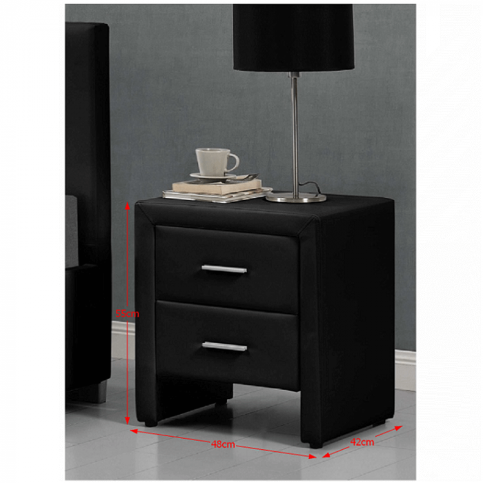 Noptieră, piele eco, negru, CASTEL [2]