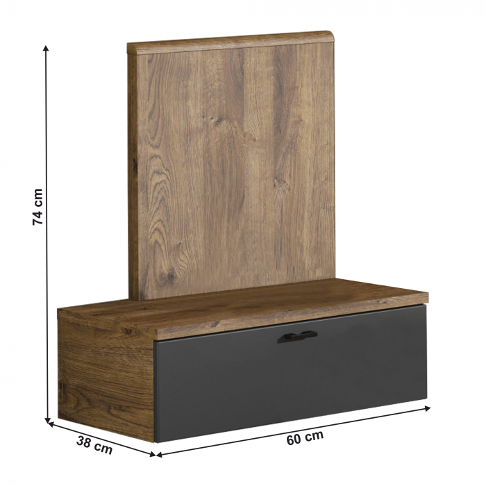 Noptieră, stejar ribeck/grafit închis, ARMENY 8XX3AT1L [4]