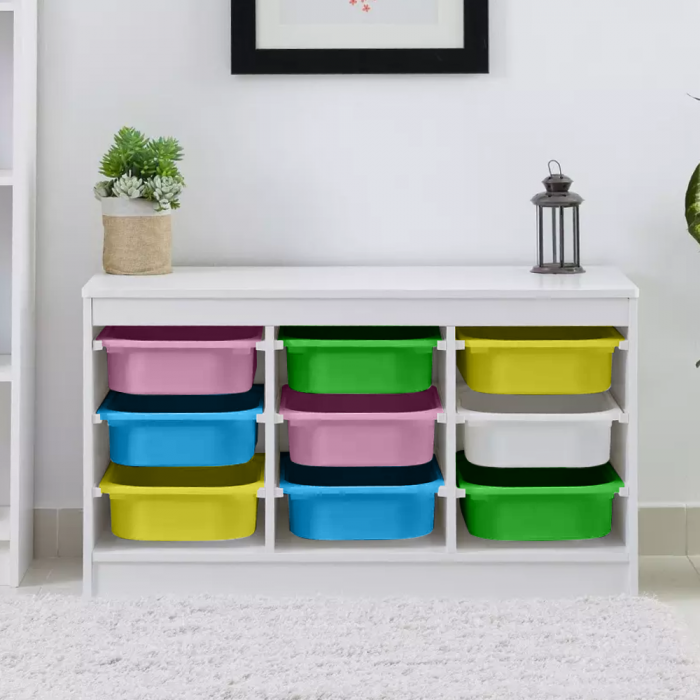 Organizator cu cutii de depozitare, alb/mix de culori, TRIMAL [5]