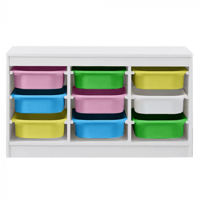 Organizator cu cutii de depozitare, alb/mix de culori, TRIMAL [2]