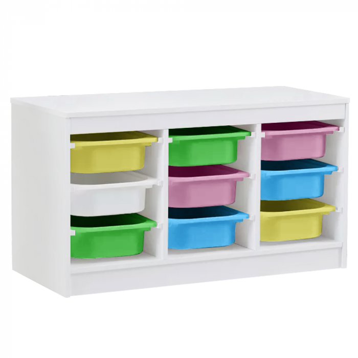 Organizator cu cutii de depozitare, alb/mix de culori, TRIMAL [1]