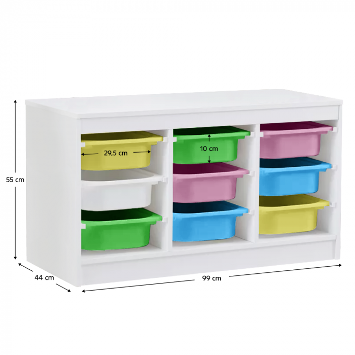 Organizator cu cutii de depozitare, alb/mix de culori, TRIMAL [6]