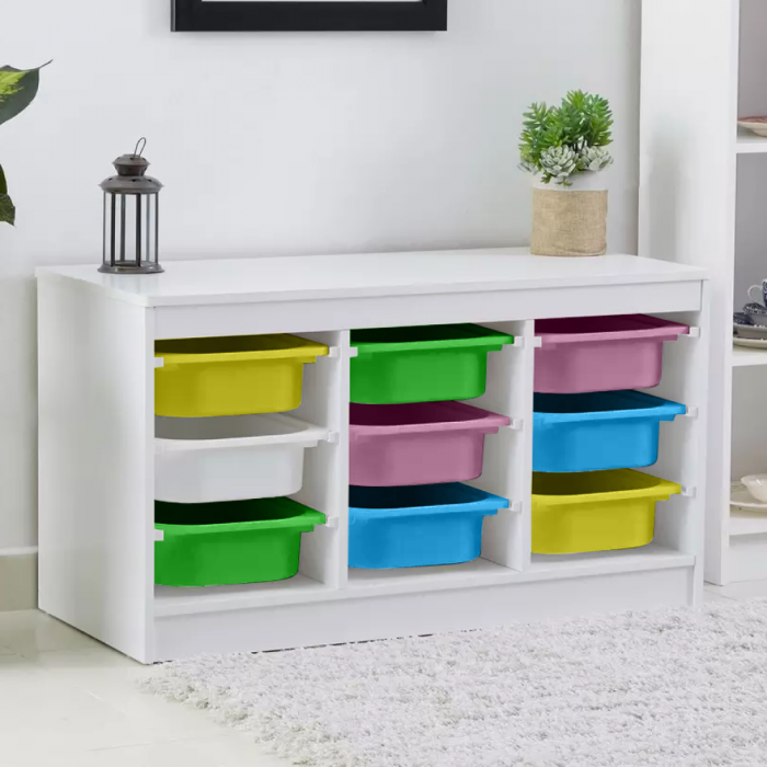 Organizator cu cutii de depozitare, alb/mix de culori, TRIMAL [4]
