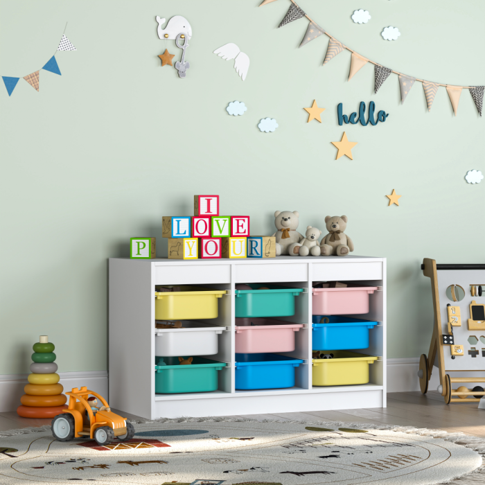 Organizator cu cutii de depozitare, alb/mix de culori, TRIMAL NEW [3]