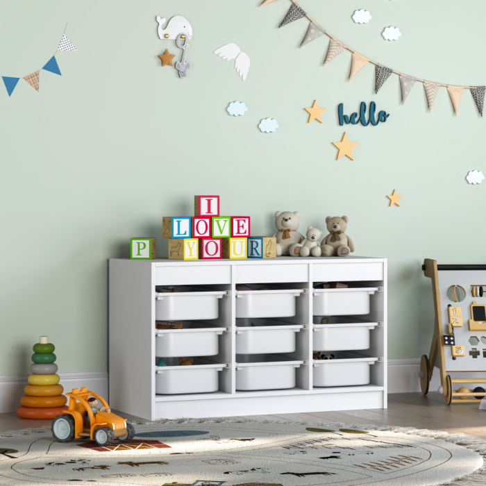Organizator cu cutii de depozitare, alb, TRIMAL NEW [3]