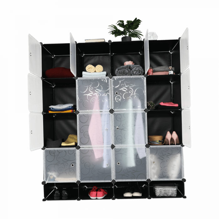 Organizator de dulap modular, negru / alb lapte, RODAN TYPE 2 [11]
