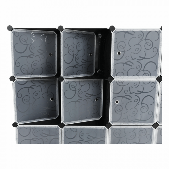 Organizator de dulap modular, negru / alb lapte, RODAN TYPE 2 [9]