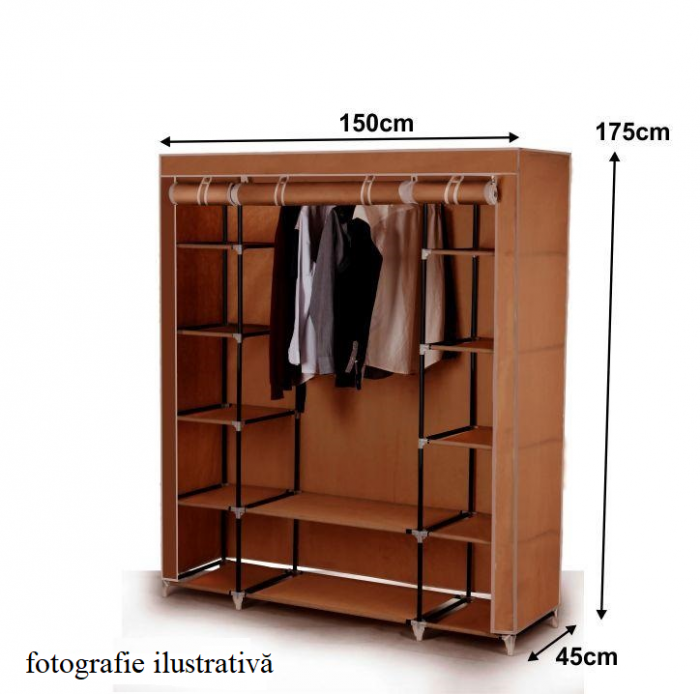 Organizator de garderobă, material textil/metal, maro, METIN VNW15 [5]