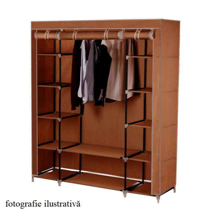 Organizator de garderobă, material textil/metal, maro, METIN VNW15 [3]