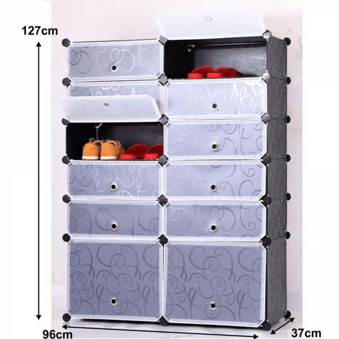 Organizator de pantofi modular, negru / alb lapte, BEKIM TYPE 2 [2]