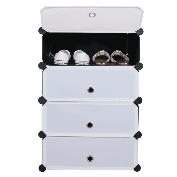 Organizator de pantofi modular, negru / alb, PORET [3]