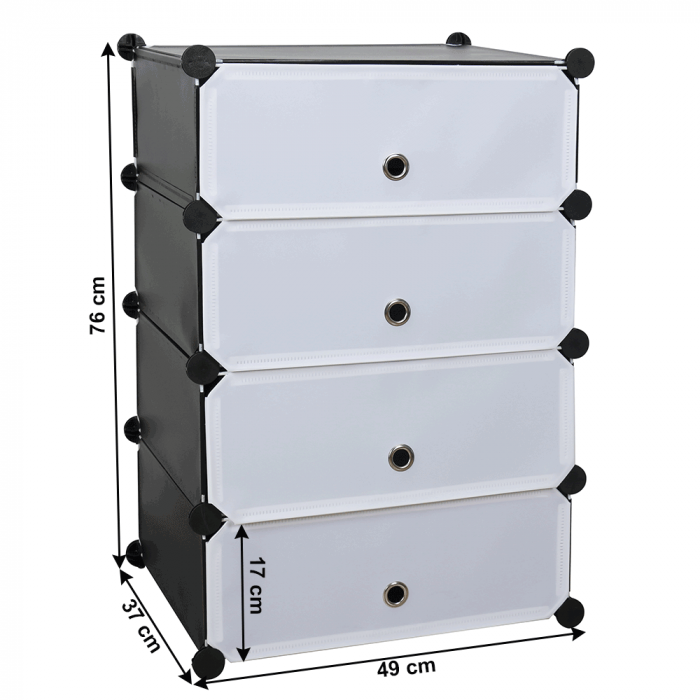 Organizator de pantofi modular, negru / alb, PORET [5]
