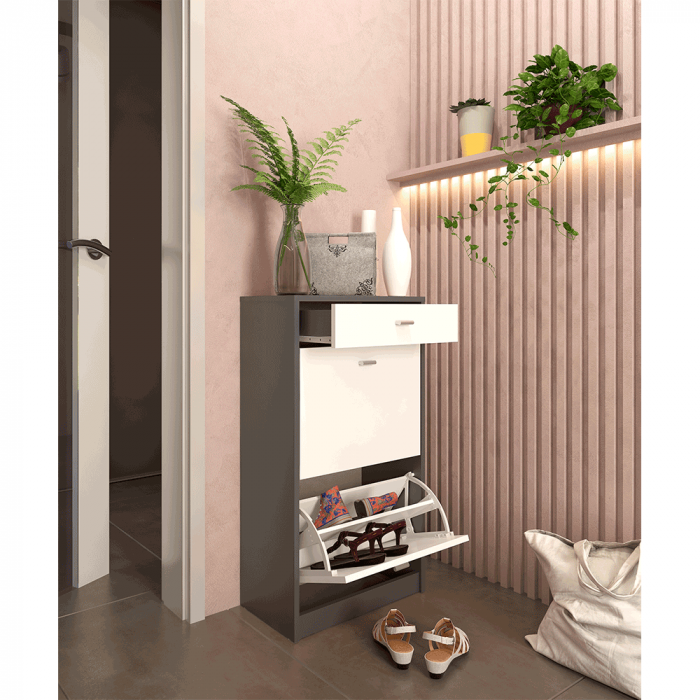 Pantofar 2 compartimente cu sertar, alb/grafit, VIVAT NEW TYP 1 [2]