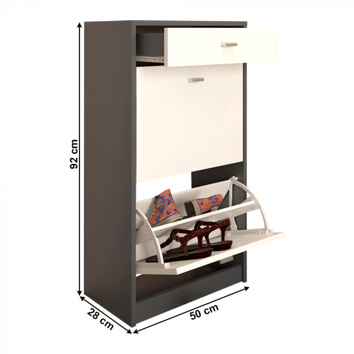 Pantofar 2 compartimente cu sertar, alb/grafit, VIVAT NEW TYP 1 [3]