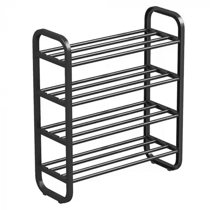 Pantofar, 4 rafturi, negru, metal/plastic [2]