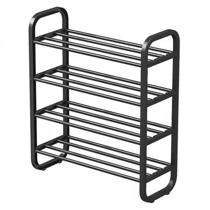 Pantofar, 4 rafturi, negru, metal/plastic [4]