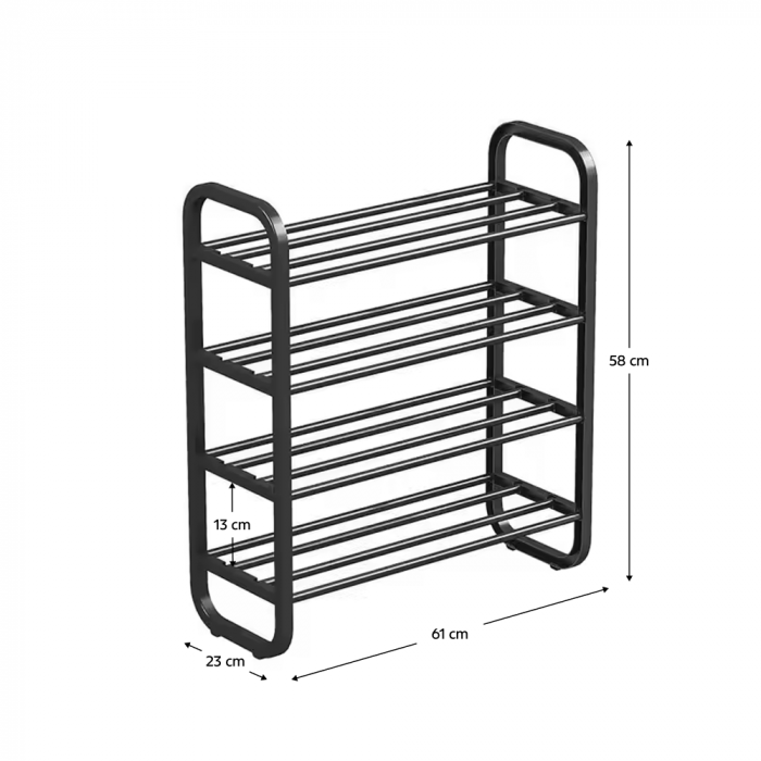 Pantofar, 4 rafturi, negru, metal/plastic [5]