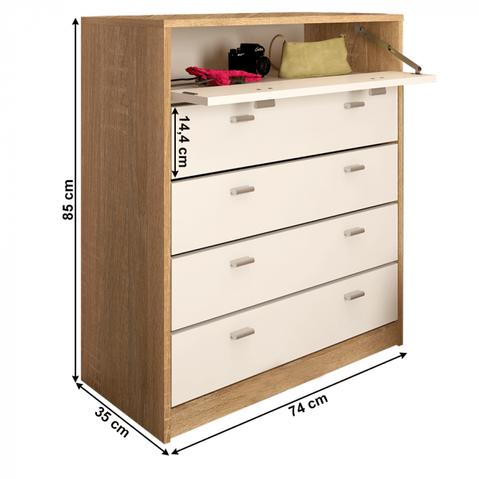 Pantofar 5 compartimente, stejar sonoma/alb, VIVAT NEW TYP 4 [3]