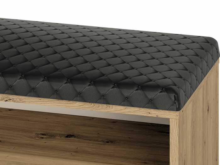Pantofar bancuta, cu rafturi, stejar artisan/tapitat negru , 105 cm lungime , spatios [3]