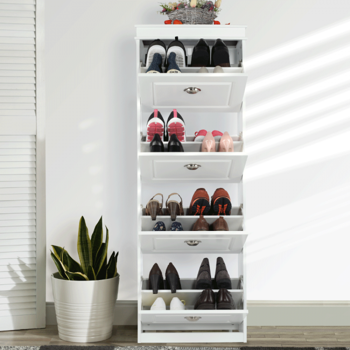Pantofar din mdf , alb , 4 usi , suporturi duble [4]