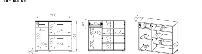 Pantofar hol /dulap pantofi/incaltaminte, 90 cm lungime x 34 cm adancime x 76 cm inaltime, stejar sonoma , cu sertar si 3 usi , 6 rafturi incaltaminte, spatios, usi rabatabile, canturi abs ,Bortis [3]